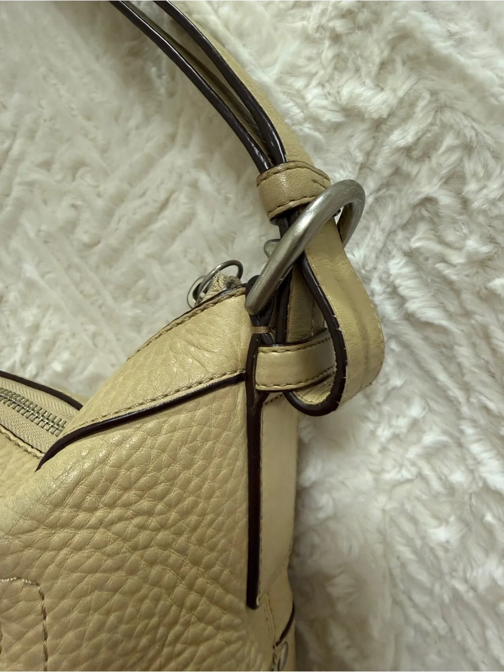 Coach Beige Pebbled Leather Shoulder Factory Bag